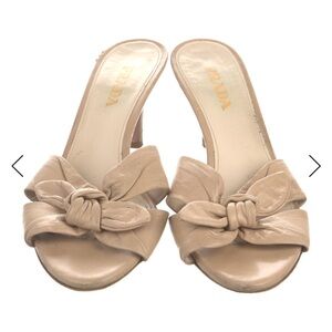 Prada Women's Beige Bow Mules